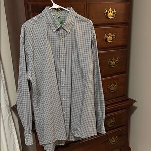 Men's Gray and Blue Micro-Check Button-Down Dress Shirt